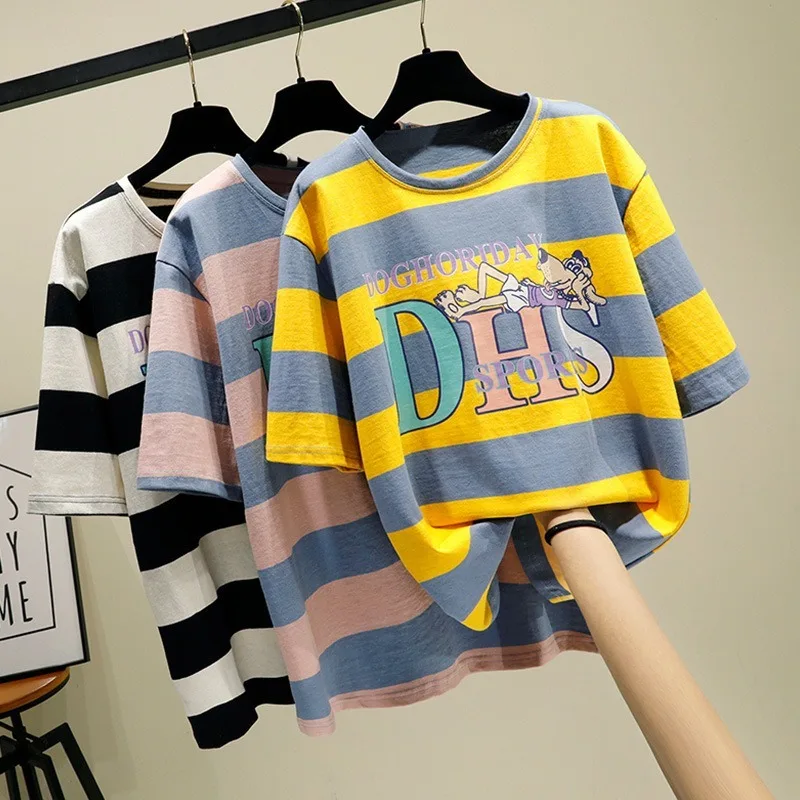 Gagarich Punk Style Summer Causal Cotton T Shirt Women Striped T-shirt Rainbow Shirt Female Harajuku Loose Top Shirts Plus Size
Gagarich Punk Style Summer Causal Cotton T Shirt Women Striped T-shirt Rainbow Shirt Female Harajuku Loose Top Shirts Plus Size