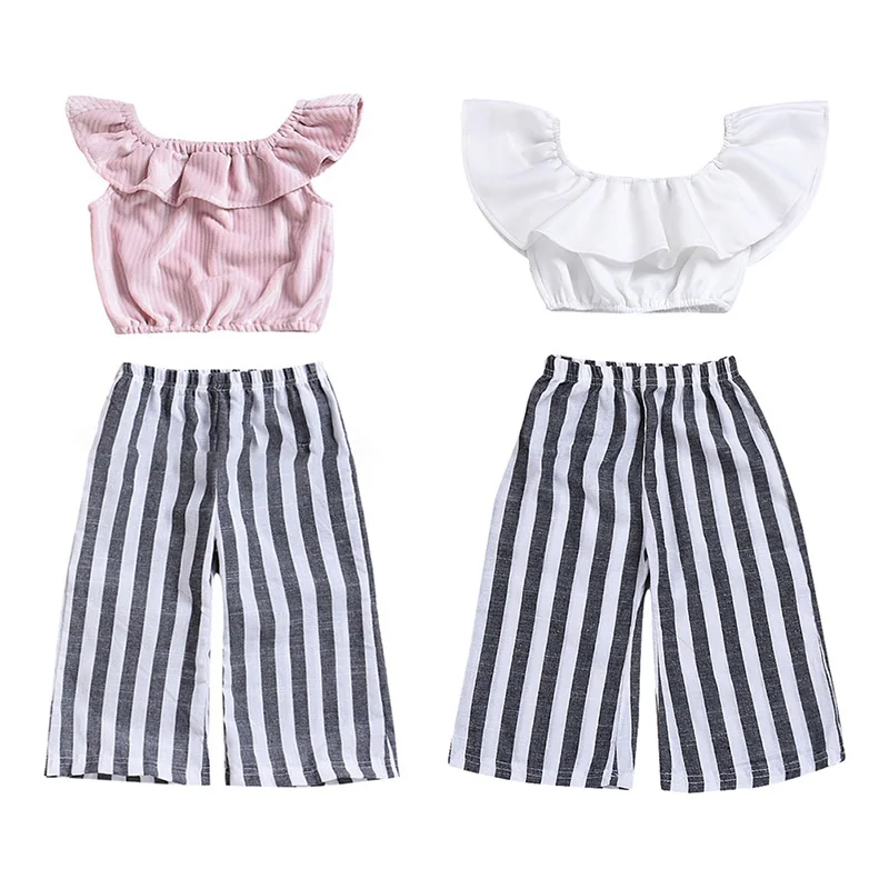 Fashion 2Pcs Toddler Kid Ruffles Off-shoulder Tank Tops+Striped Pants Baby Girl Clothes Set Casual Outfits 6M-5T
Fashion 2Pcs Toddler Kid Ruffles Off-shoulder Tank Tops+Striped Pants Baby Girl Clothes Set Casual Outfits 6M-5T