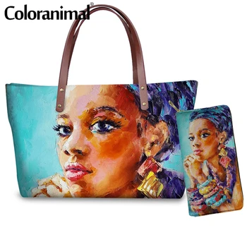 Coloranimal Fashion Women Tote Handbag Bags American Black Girl Oil Paintain Printed Luxury 2pcs/Sets Shoulder Bags For Ladies
Coloranimal Fashion Women Tote Handbag Bags American Black Girl Oil Paintain Printed Luxury 2pcs/Sets Shoulder Bags For Ladies