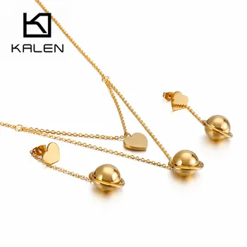 KALEN Fashion Heart Ball Pendant Necklaces & Drop Earrings Sets For Women Bohemia Gold Color Stainless Steel Jewelry Sets 2020
KALEN Fashion Heart Ball Pendant Necklaces & Drop Earrings Sets For Women Bohemia Gold Color Stainless Steel Jewelry Sets 2020