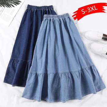 Summer Saia Female A-Line Long Denim Skirt Pockets Women High Waist Midi Jeans Skirts Dark Blue,Light Blue Plus Size Skirt
Summer Saia Female A-Line Long Denim Skirt Pockets Women High Waist Midi Jeans Skirts Dark Blue,Light Blue Plus Size Skirt