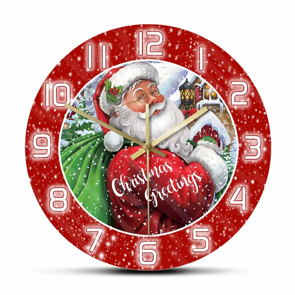 Christmas Greetings Color Printed Wall Clock For Kids Living Room Santa Clause With Sack Red Snow Holiday Home Decor Wall Watch
Christmas Greetings Color Printed Wall Clock For Kids Living Room Santa Clause With Sack Red Snow Holiday Home Decor Wall Watch