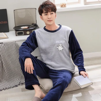 2020 Winter Cue Cartoon Thick Warm Flannel Pajama Sets For Men Long Sleeve Coral Velvet Pyjama Male Homewear Lounge Wear Clothes
2020 Winter Cue Cartoon Thick Warm Flannel Pajama Sets For Men Long Sleeve Coral Velvet Pyjama Male Homewear Lounge Wear Clothes