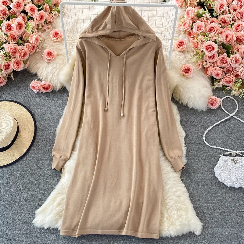 Croysier Dresses 2021 Women Clothing Autumn Winter Hooded Loose Casual Sweater Dress Long Sleeve Knitted Sweatshirt Hoodie Dress
Croysier Dresses 2021 Women Clothing Autumn Winter Hooded Loose Casual Sweater Dress Long Sleeve Knitted Sweatshirt Hoodie Dress