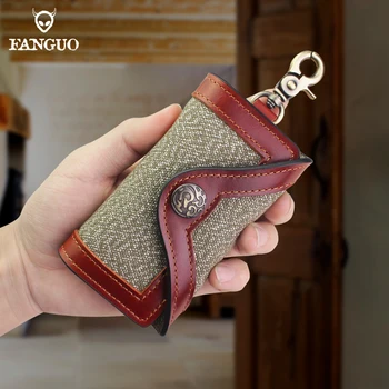 Handmade retro key pack men's and women's car key pack cowhide pepper salt canvas color contrast change card bag waist hang tide
Handmade retro key pack men's and women's car key pack cowhide pepper salt canvas color contrast change card bag waist hang tide