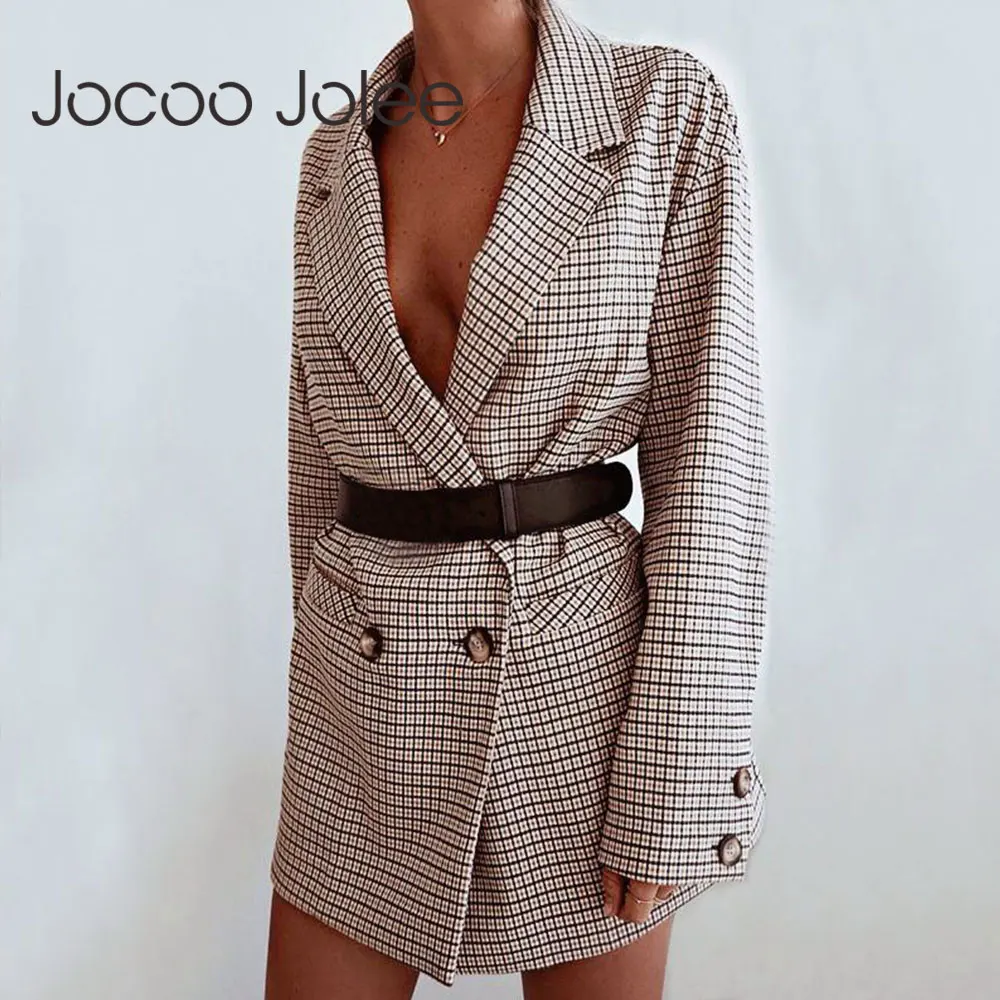 Jocoo Jolee Elegant Plaid Blazer Dress Winter Autumn Women Long Sleeve Oversized Jacket Office Lady Bodycon Casual Streetwear
Jocoo Jolee Elegant Plaid Blazer Dress Winter Autumn Women Long Sleeve Oversized Jacket Office Lady Bodycon Casual Streetwear