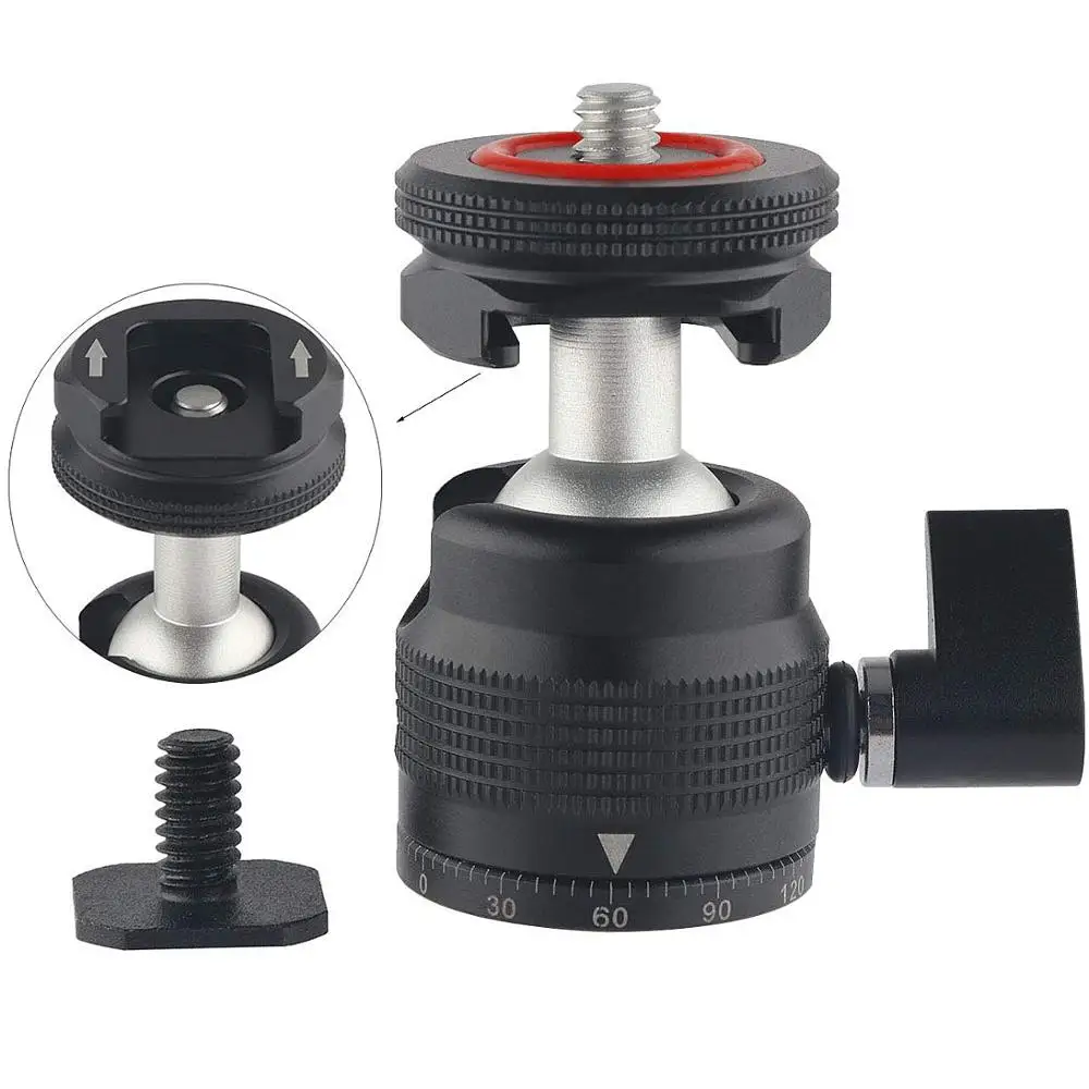 Mini Ball Head with Camera Hot Shoe Mount Ballhead Tripod Mount with 1/4" Screw and Cold Shoe Mount Adapter for DSLR Camera
Mini Ball Head with Camera Hot Shoe Mount Ballhead Tripod Mount with 1/4" Screw and Cold Shoe Mount Adapter for DSLR Camera