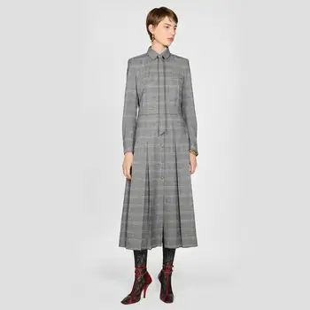 2019 Za Newly Fashion Plaid Dress Long Sleeve Vintage Autumn Winter Grey Ruffle Long Party Dress Elegant Office Lady Wholesale 
2019 Za Newly Fashion Plaid Dress Long Sleeve Vintage Autumn Winter Grey Ruffle Long Party Dress Elegant Office Lady Wholesale