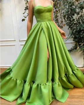 New Sweetheart A-Line Straps Green Long Evening Dresses Robe De Soiree Split Satin Special Occasions Formal Prom Gowns
New Sweetheart A-Line Straps Green Long Evening Dresses Robe De Soiree Split Satin Special Occasions Formal Prom Gowns