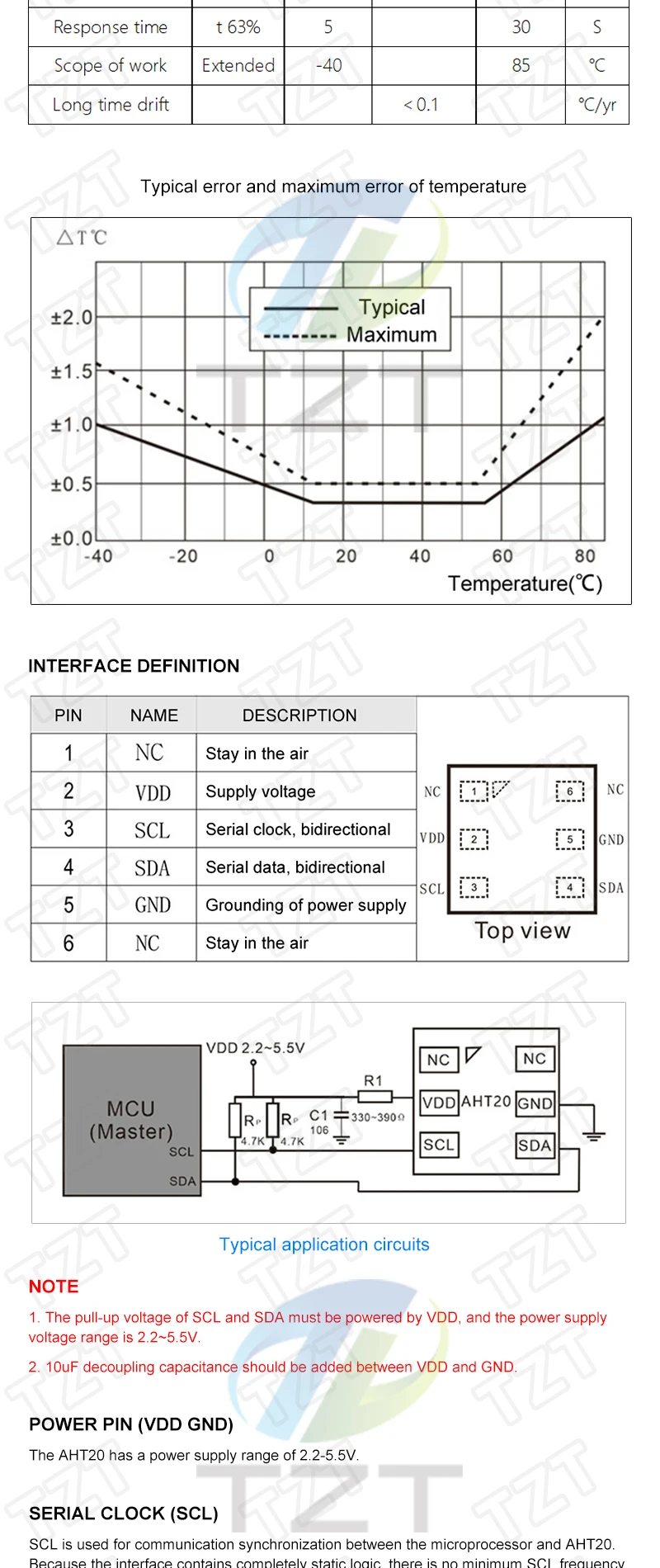 AHT20 I2C temperature and humidity sensor module high-precision humidity sensor probe DHT11 AHT10 upgraded version for arduino