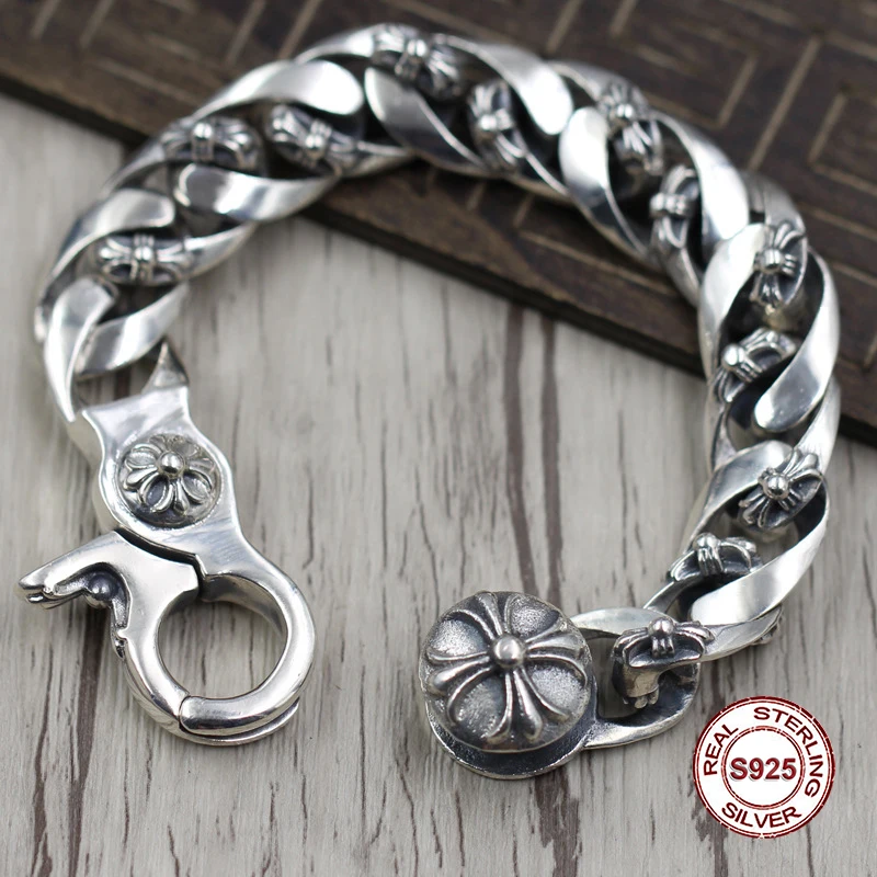 S925 Men's bracelet in Sterling Silver Personality trend cross domineering modeling Punk style retro classic Send a gift to love
S925 Men's bracelet in Sterling Silver Personality trend cross domineering modeling Punk style retro classic Send a gift to love