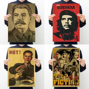 Pulp fiction,refusing to drink,celebrity Che Guevara, portrait of Stalin retro kraft poster bar cafe home restaurant decoration 
Pulp fiction,refusing to drink,celebrity Che Guevara, portrait of Stalin retro kraft poster bar cafe home restaurant decoration