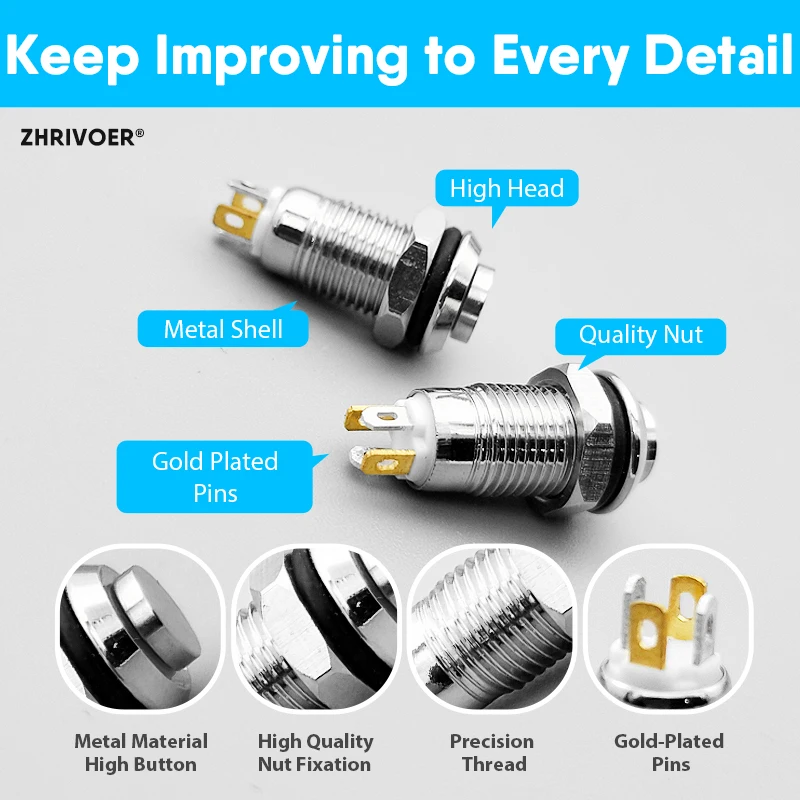 1pc 8mm With LED indicator Self-reset Momentary Self-locking Latching Metal Push Button Switch 4pins high head 3v5v12v24v220v
1pc 8mm With LED indicator Self-reset Momentary Self-locking Latching Metal Push Button Switch 4pins high head 3v5v12v24v220v