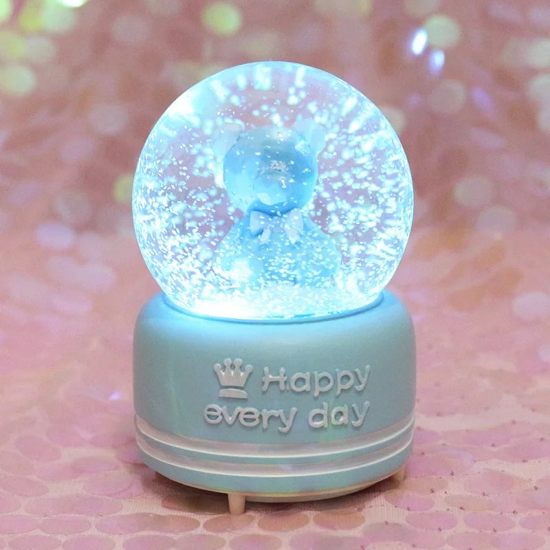 crystal ball girls music box with snowflakes