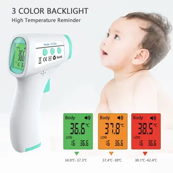 3 Color Display Infrared Thermometer Temperature Detector Portable Infrared Digital Thermometer Electronic Detector forehead
3 Color Display Infrared Thermometer Temperature Detector Portable Infrared Digital Thermometer Electronic Detector forehead