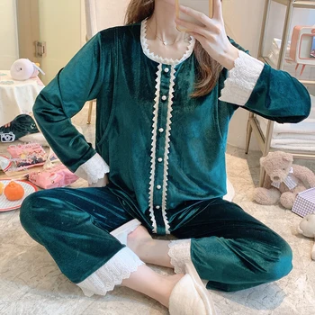 New Spring GoldenVelvet Maternity Nursing Sleepwear Lace Pregnancy Homewear Lounge Sleep Wear Autumn Breastfeeding Pajamas Suits
New Spring GoldenVelvet Maternity Nursing Sleepwear Lace Pregnancy Homewear Lounge Sleep Wear Autumn Breastfeeding Pajamas Suits