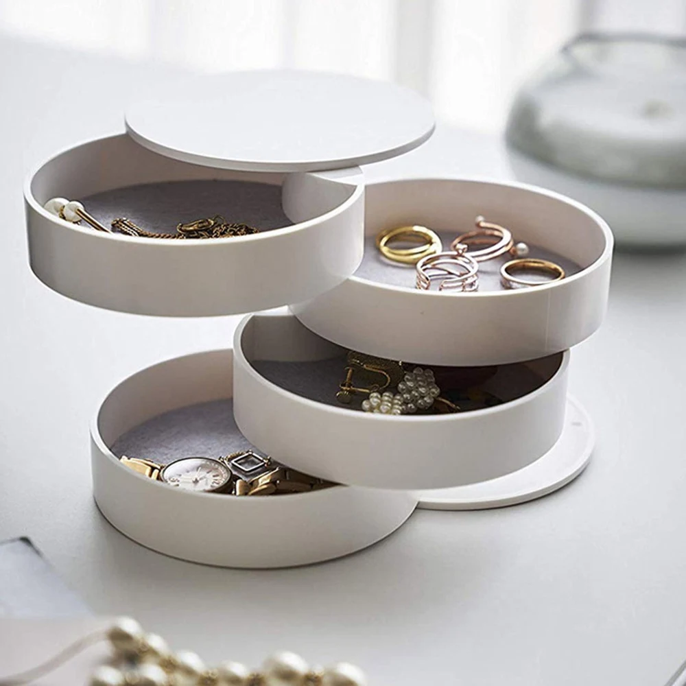 4 Layers Jewelry Storage Box 360 Degrees Rotary Holder Jewelry Organizer for Earrings Rubber Band Bracelet Small Items Organizer
4 Layers Jewelry Storage Box 360 Degrees Rotary Holder Jewelry Organizer for Earrings Rubber Band Bracelet Small Items Organizer