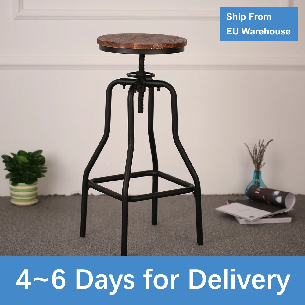 Kitchen Dining Bar Stool Height Adjustable Swivel Chairs Industrial Style Natural Pinewood Top Metal Chair
Kitchen Dining Bar Stool Height Adjustable Swivel Chairs Industrial Style Natural Pinewood Top Metal Chair
