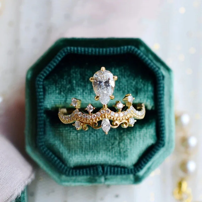 Женское Обручальное кольцо с короной и фианитом из серебра 925 пробы|Кольца| |