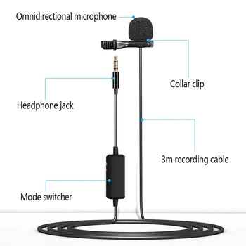 1Pc Professional Lavalier Condenser Microphone Audio Video Recording Fit for iOS/Android /PC/Camera Omnidirectional Microphone
1Pc Professional Lavalier Condenser Microphone Audio Video Recording Fit for iOS/Android /PC/Camera Omnidirectional Microphone