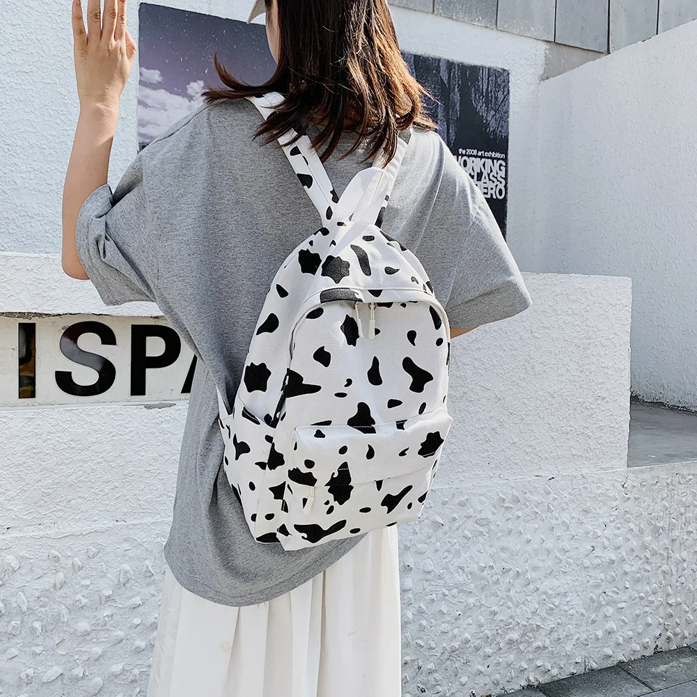 Cow Pattern Backpack For Girls School Teenagers Vintage Casual School Bag Mochila Feminina Laptop Bagpacks Bookbag Travel Bag