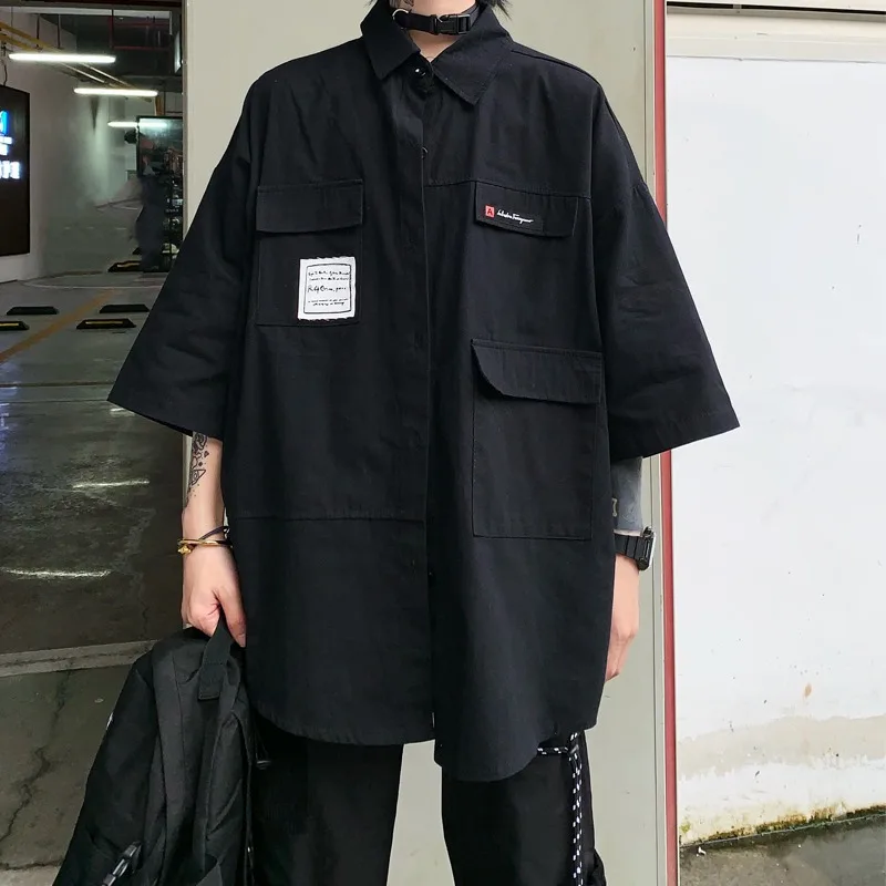New Style Summer Black Shirt Men's Abstinence Style Hong Kong Style Japanese-style Literature and Art Men's Popular Brand Loose
New Style Summer Black Shirt Men's Abstinence Style Hong Kong Style Japanese-style Literature and Art Men's Popular Brand Loose