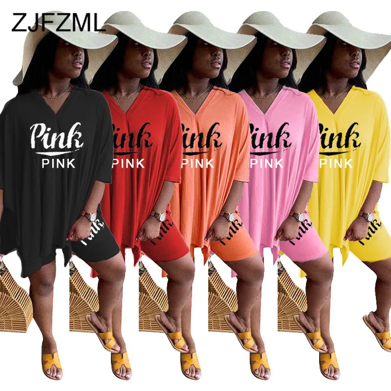 Letter Print Casual Two Piece Tracksuit Women's Suit Deep V neck Half Sleeve Loose T Shirt Biker Short Lounge Wear Matching Set
Letter Print Casual Two Piece Tracksuit Women's Suit Deep V neck Half Sleeve Loose T Shirt Biker Short Lounge Wear Matching Set
