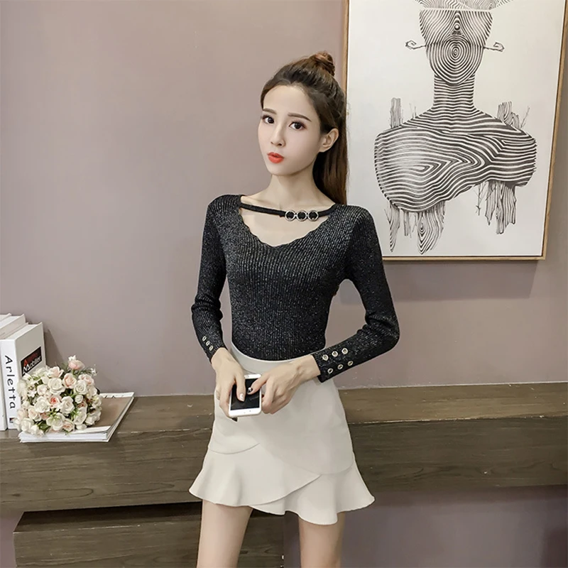 Woman Sweaters 2020 Autumn Winter New Korean Version Pullover Bright Silk Blouse For Girls Slim Knit Top Fashion T-Shirt MXY017
Woman Sweaters 2020 Autumn Winter New Korean Version Pullover Bright Silk Blouse For Girls Slim Knit Top Fashion T-Shirt MXY017