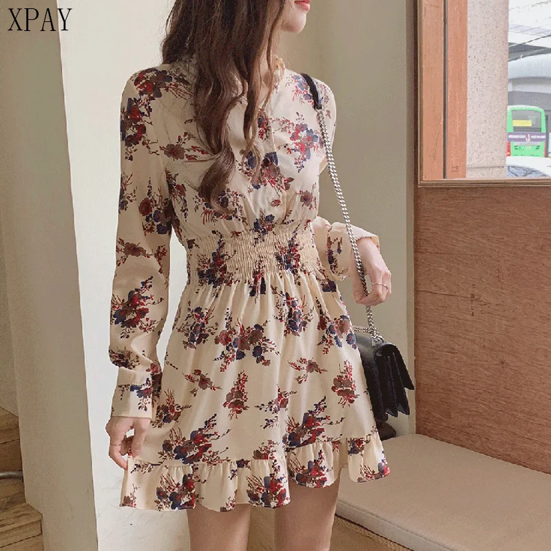 Ruffles Mini A-Line Vestidos Femme 2020 Spring V-Neck Floral Print Women Dress Elastic Waist Chiffon Short Dress Female
Ruffles Mini A-Line Vestidos Femme 2020 Spring V-Neck Floral Print Women Dress Elastic Waist Chiffon Short Dress Female