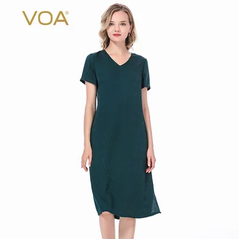 VOA Silk 22mm Solid Color Jacquard Sweetheart Neckline Elastic Waist Short-Sleeved Pullover Furcal Lower Hem Elegant Dress AE115
VOA Silk 22mm Solid Color Jacquard Sweetheart Neckline Elastic Waist Short-Sleeved Pullover Furcal Lower Hem Elegant Dress AE115