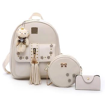 3PCS Women'S Backpack Set Cute PU Leather Tassel School Bags For Teenage Girls Female Backpack Shoulder Bag Purse
3PCS Women'S Backpack Set Cute PU Leather Tassel School Bags For Teenage Girls Female Backpack Shoulder Bag Purse