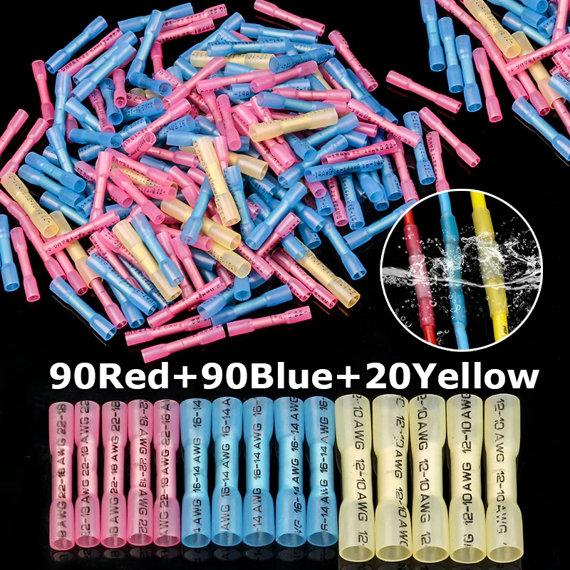 200Pcs Waterproof Heat Shrink Butt Connectors Electrical Wire Splice Cable Crimp Terminals Connectors AWG 22-10 Kit
200Pcs Waterproof Heat Shrink Butt Connectors Electrical Wire Splice Cable Crimp Terminals Connectors AWG 22-10 Kit