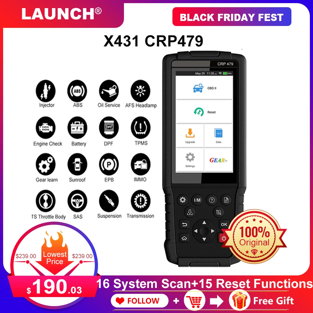 LAUNCH X431 CRP479 OBD2 Scanner 16 System Diagnostic 15 Reset Functions OBD 2 Scanner Automotivo Car Diagnostic Tools PK CRP429C
LAUNCH X431 CRP479 OBD2 Scanner 16 System Diagnostic 15 Reset Functions OBD 2 Scanner Automotivo Car Diagnostic Tools PK CRP429C