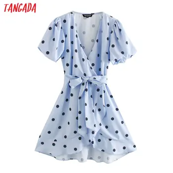 Tangada fashion women blue dots summer dress puff short sleeve with slash ladies OL elegant dress vestidos XN346
Tangada fashion women blue dots summer dress puff short sleeve with slash ladies OL elegant dress vestidos XN346