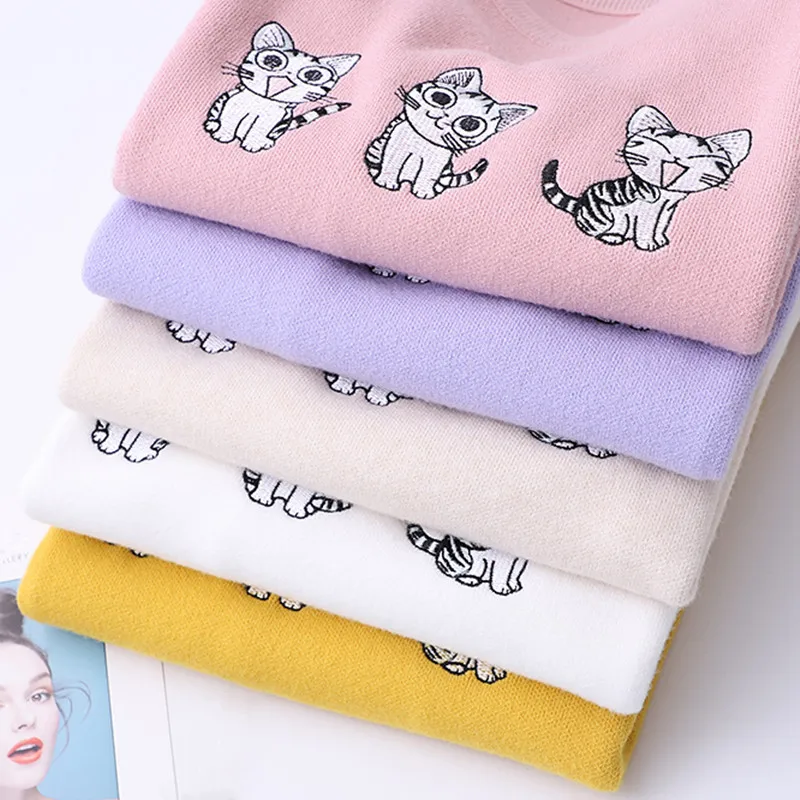 Japanese Style Kawaii Cat Embroidery Pullover Sweater Women Autumn Winter Plain Basic Round Neck Knitted Sweater Jumpers Ladies
Japanese Style Kawaii Cat Embroidery Pullover Sweater Women Autumn Winter Plain Basic Round Neck Knitted Sweater Jumpers Ladies