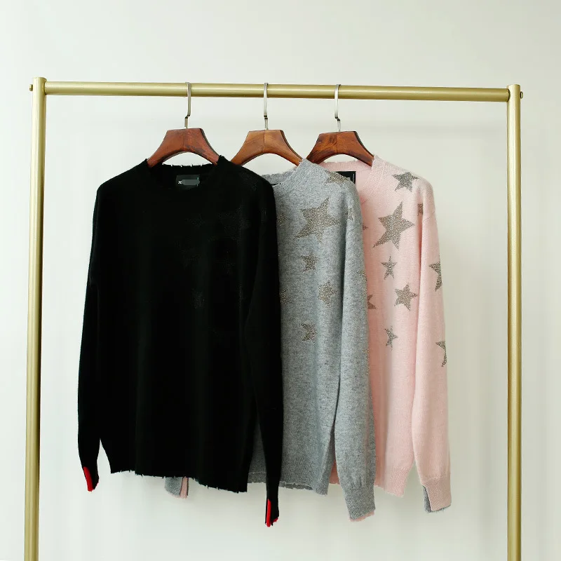 Women Sweater 2019 New Handmade Hanging Stars Embroidered Knit Sweater Loose Wind Mill Hole Pure Cashmere Sweater
Women Sweater 2019 New Handmade Hanging Stars Embroidered Knit Sweater Loose Wind Mill Hole Pure Cashmere Sweater