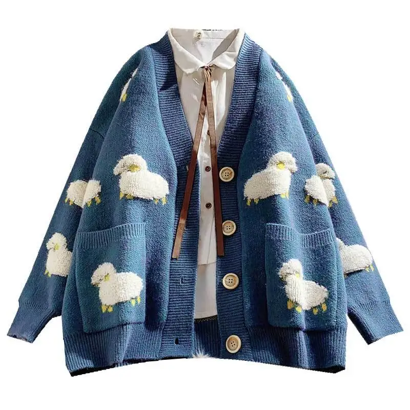 BWB1998 Sheep Pattern Cardigan Sweater Women Loose Outer Wear Korean Style Blue Female Cardigan Jacket Autumn Cardigan Women
BWB1998 Sheep Pattern Cardigan Sweater Women Loose Outer Wear Korean Style Blue Female Cardigan Jacket Autumn Cardigan Women