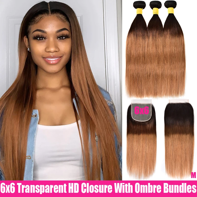 Ombre Brazilian Straight Hair Weave Bundles With Closure Remy Transparent HD 6x6 Closure And Human Hair 3/4 Bundles With Closure
Ombre Brazilian Straight Hair Weave Bundles With Closure Remy Transparent HD 6x6 Closure And Human Hair 3/4 Bundles With Closure