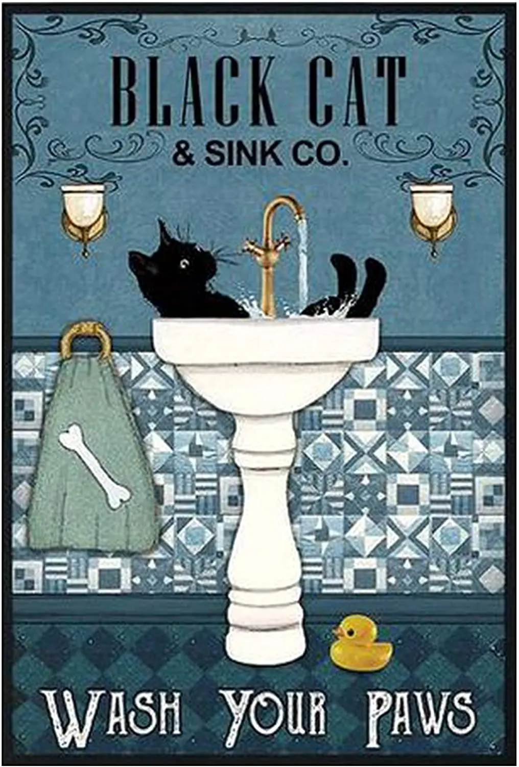 Винтажный металлический жестяной плакат в виде черной кошки украшение для