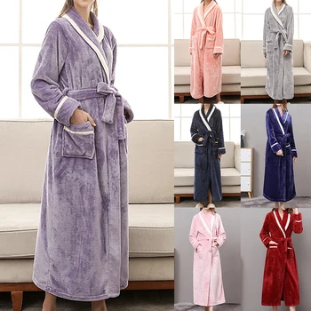 Fashion Women Winter Plush Lengthened Bathrobe With Belt Home Clothes Long Sleeved Robe Coat Lace-Up Warm Cardigan Bathrobe
Fashion Women Winter Plush Lengthened Bathrobe With Belt Home Clothes Long Sleeved Robe Coat Lace-Up Warm Cardigan Bathrobe