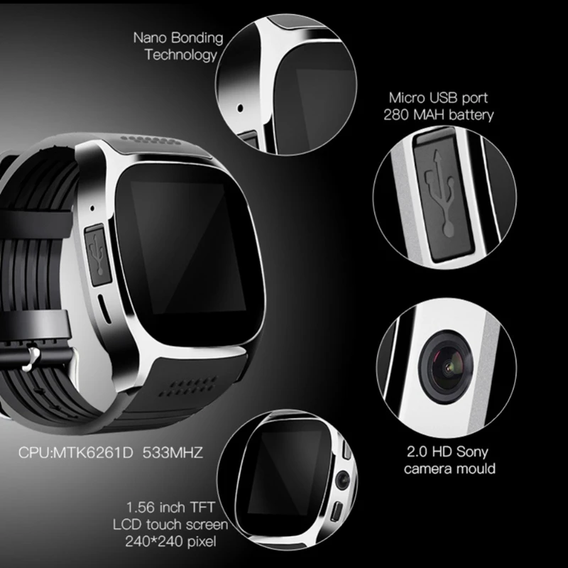T8 Smart Card Phone Watch Sports Bluetooth Wear Watch with Camera for Children Support SIM TF Card Call-Black
T8 Smart Card Phone Watch Sports Bluetooth Wear Watch with Camera for Children Support SIM TF Card Call-Black