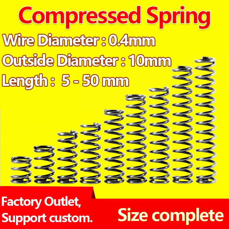 Release Spring Compressed Spring Pressure Spring Return Spring Spot Goods Wire Diameter 0.4mm, Outer Diameter 10mm
Release Spring Compressed Spring Pressure Spring Return Spring Spot Goods Wire Diameter 0.4mm, Outer Diameter 10mm