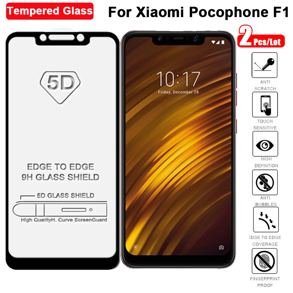 

2 шт. полное покрытие Защитная стеклянная пленка для Xiaomi Pocophone F1 защита для экрана для Xiaomi Poco F1 закаленное стекло взрывозащищенное