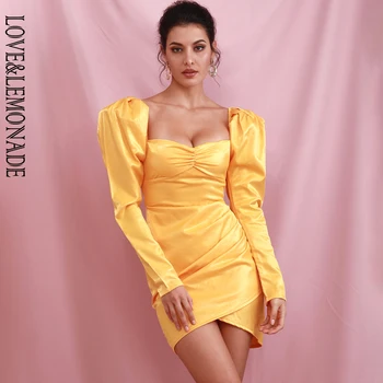 LOVE&LEMONADE Yellow Sexy Square Collar Bubble Long Sleeve Reflective Material Party Mini Dress LM81982
LOVE&LEMONADE Yellow Sexy Square Collar Bubble Long Sleeve Reflective Material Party Mini Dress LM81982