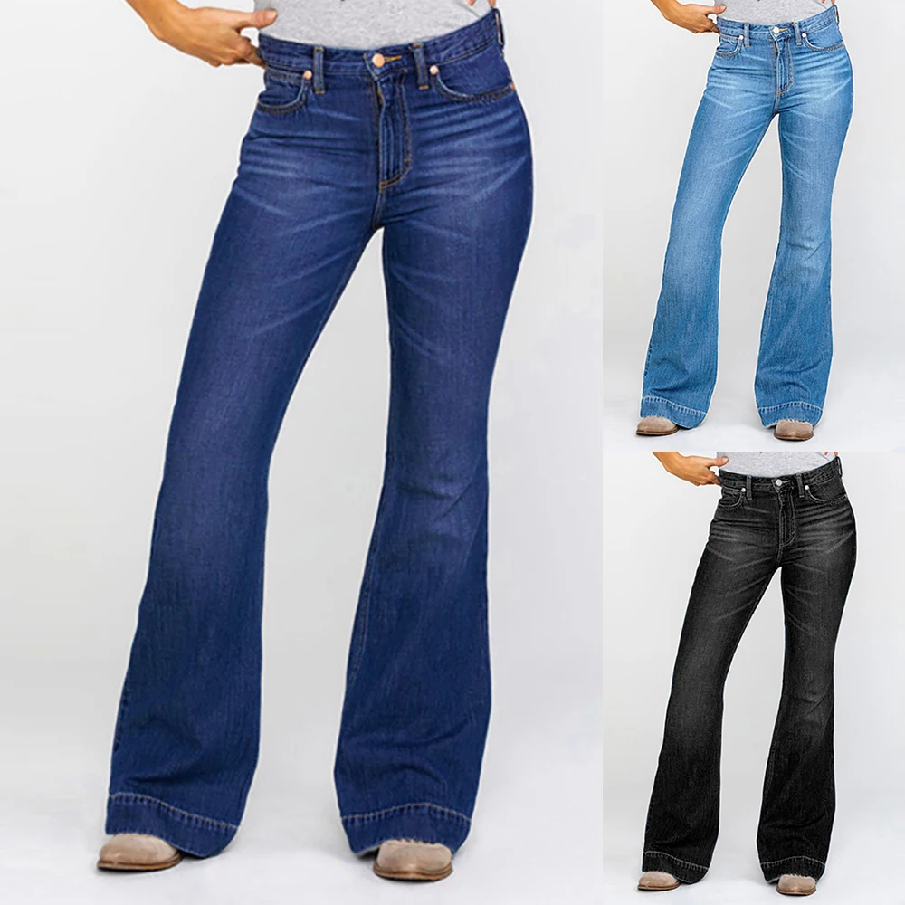 Women's Flare Pants Denim Jeans High Waist Stripe Pockets Zipper Casual Colored Skinny Ladies Trousers Street Wide Leg Pants
Women's Flare Pants Denim Jeans High Waist Stripe Pockets Zipper Casual Colored Skinny Ladies Trousers Street Wide Leg Pants