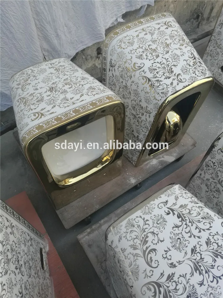 golden bathroom wc toilet bowl gold color wall hung toilet