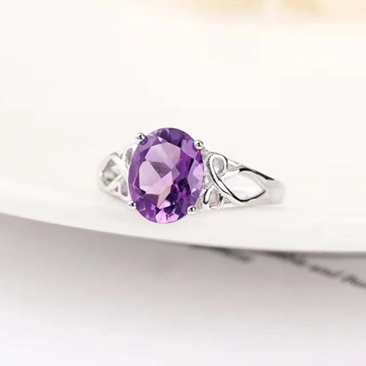 925 Silver Inlaid Natural Amethyst Ring Adjustable Adjustable Versatile Classic Style Show Mysterious Elegant Feeling
925 Silver Inlaid Natural Amethyst Ring Adjustable Adjustable Versatile Classic Style Show Mysterious Elegant Feeling