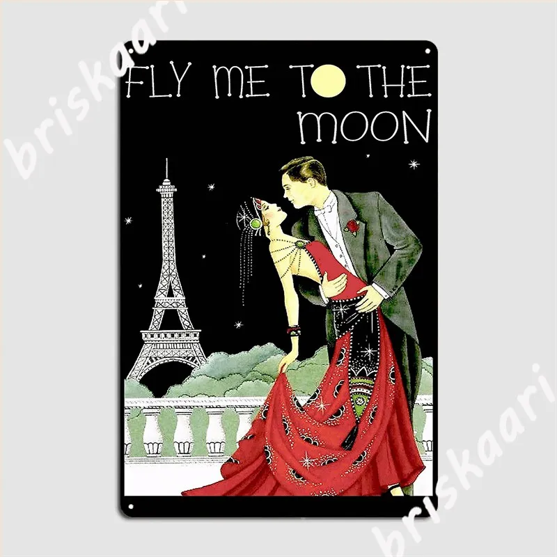 ВИНТАЖНЫЙ ПЛАКАТ с надписью Fly Me To The Moon металлическая табличка Настенный декор