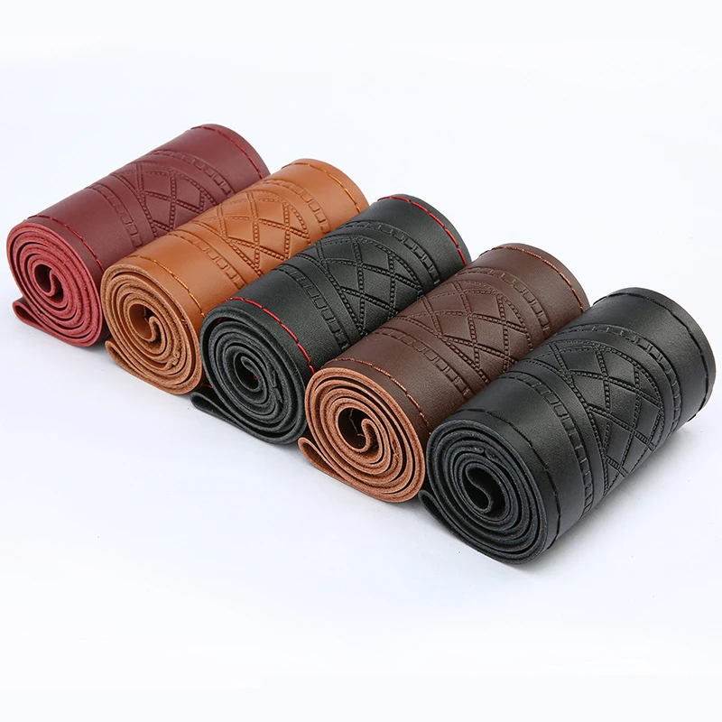 Leather Car Steering Wheel Cover Four Seasons Universal Non-Slip Steering Case Wheel Cover Steering-Wheel Interior Accessories
Leather Car Steering Wheel Cover Four Seasons Universal Non-Slip Steering Case Wheel Cover Steering-Wheel Interior Accessories