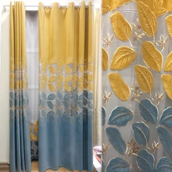 High-end Modern Minimalist Curtains for Living Dining Room Bedroom Flannel Leaf Embroidery Two-color Curtains Window Screen 
High-end Modern Minimalist Curtains for Living Dining Room Bedroom Flannel Leaf Embroidery Two-color Curtains Window Screen